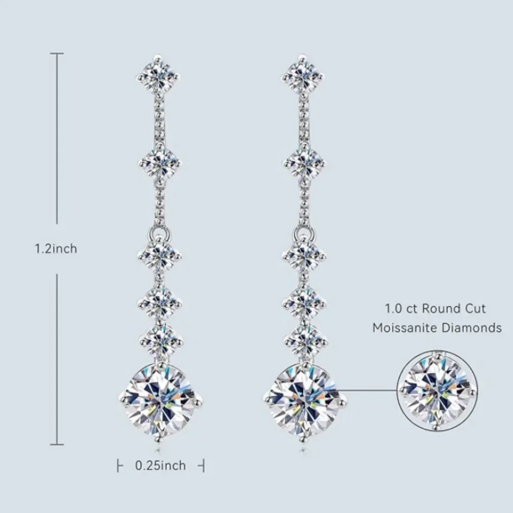 18k Certified 3 carat Vintage Diamond Moissanite Earrings